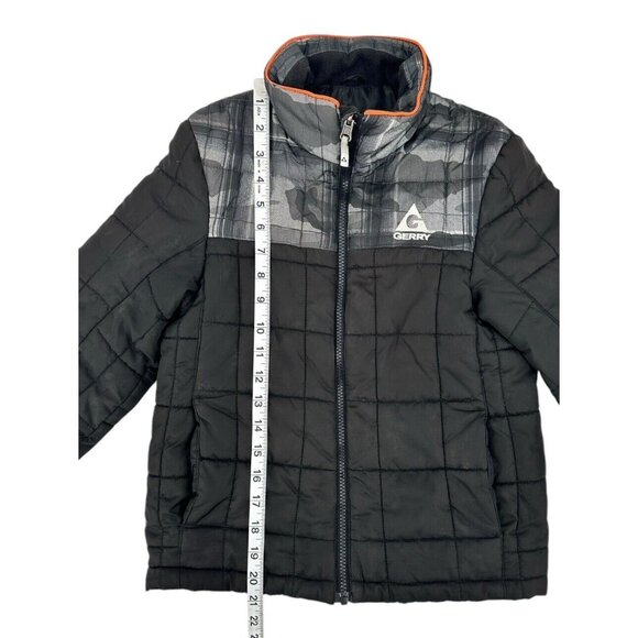 Gerry Boys Lightweight Puffer Jacket Size Small 7-8 Black Gray Camo Pockets - Picture 5 of 10